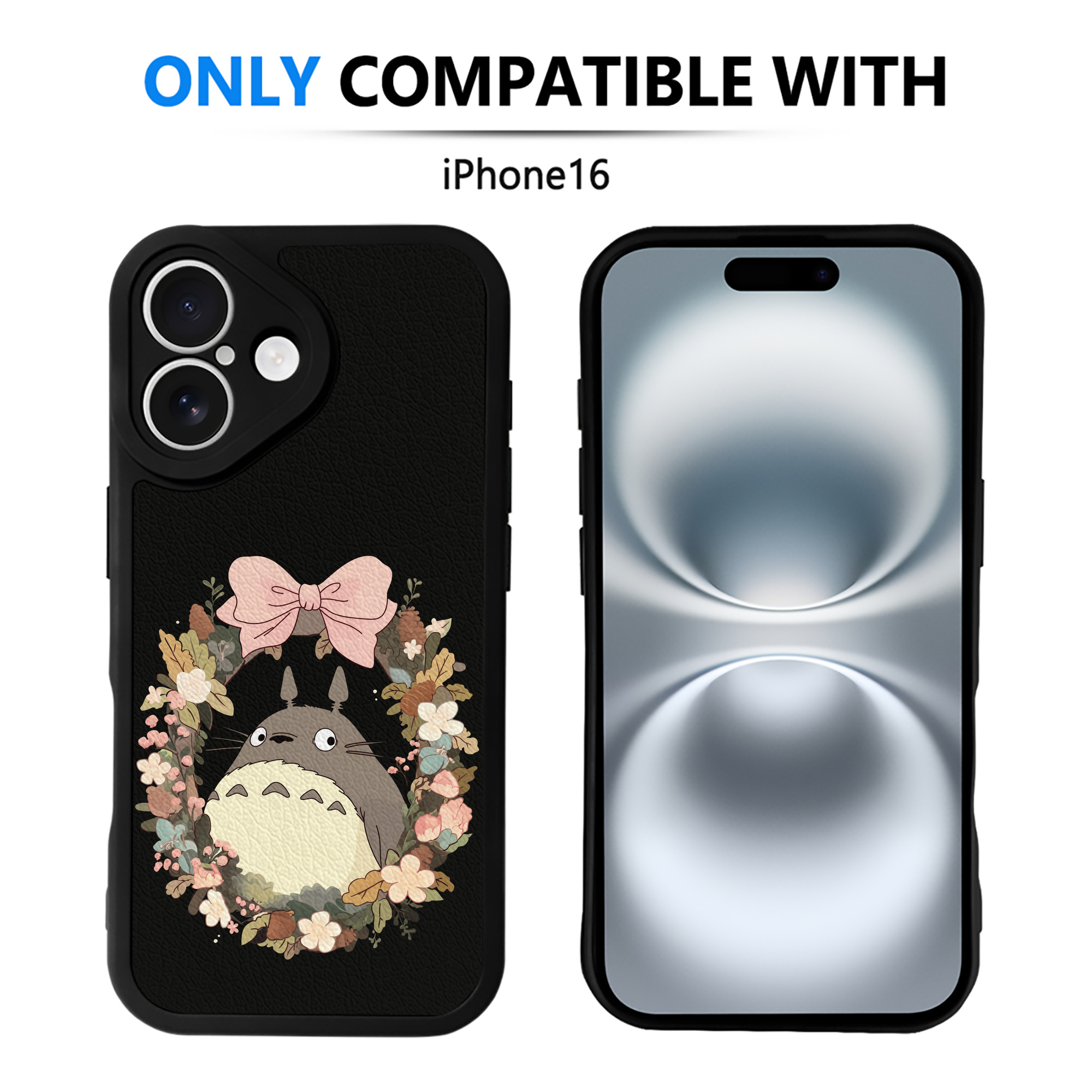 （画像用） となりのトトロ 草壁メイ 草壁サツキ My Neighbor Totoro Satsuki Kusakabe Mei Kusakabe 【iPhone 16シリーズ対応】シリコンスマホケース（レザー調） 材質：シリコン